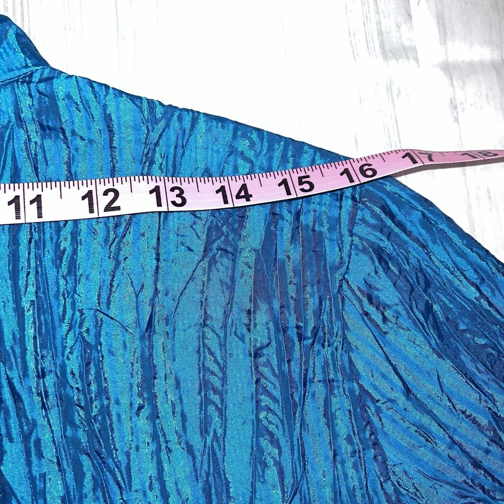 Ruby Rd. Jacket Top Shiny Blue Crinkle Look size 8P 1032 - Picture 7 of 14
